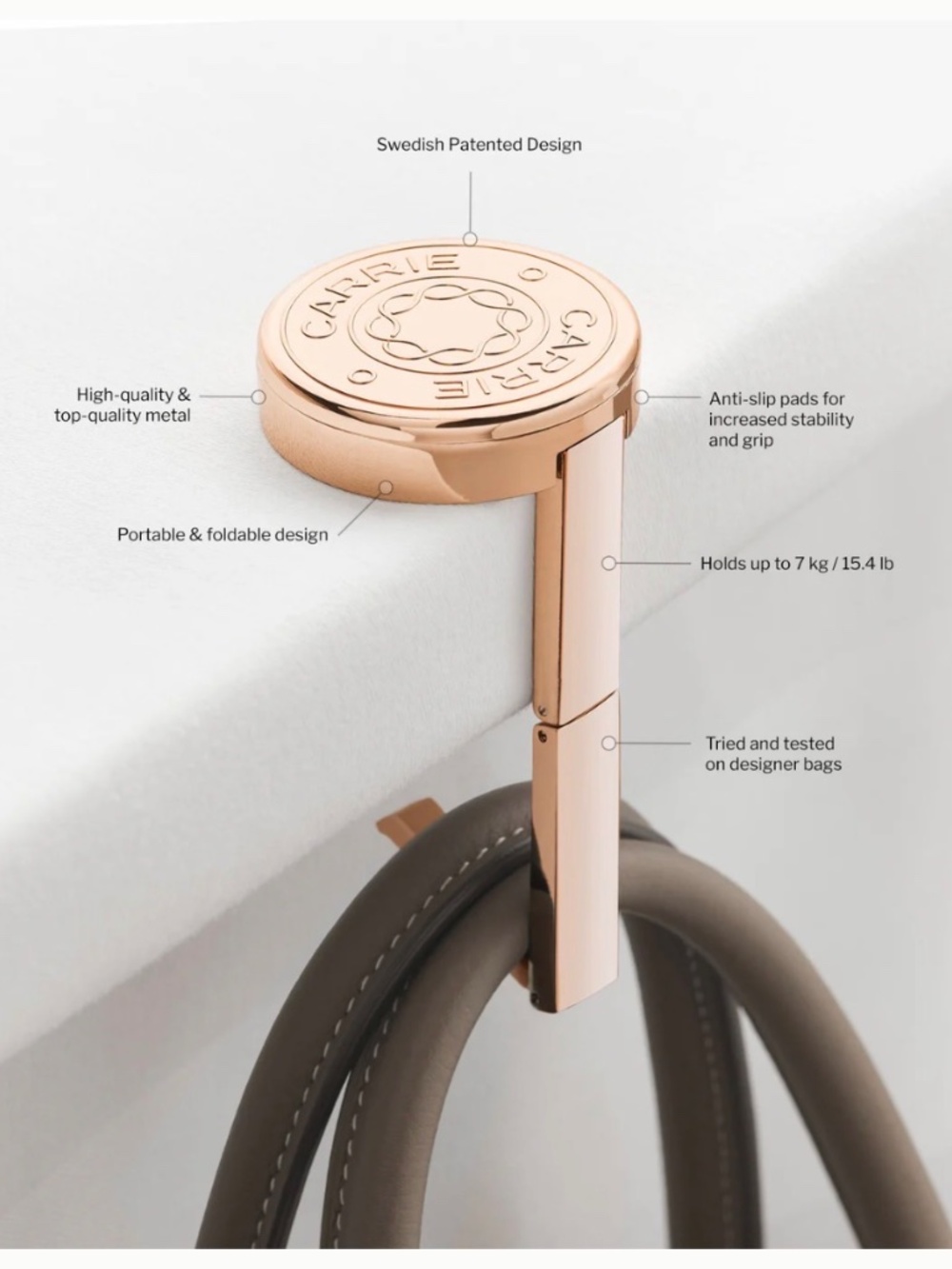 Carrie bag holder - rose gold - Picture 2 of 5